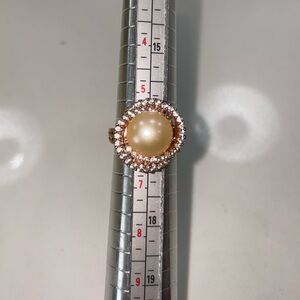 Vintage rose gold over Sterling silver Pearl and sapphire ring
